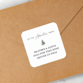 Adesivo Quadrado Montanha Deixe a Aventura Começar Endereço de Devo