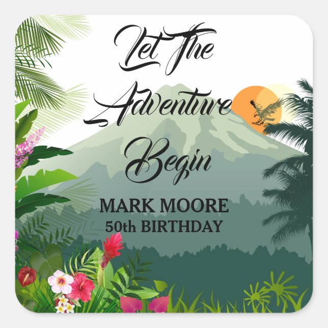 Adesivo Quadrado Montanha e Floresta Sunset (Frente)