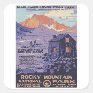 Adesivo Quadrado Montanha Rocky - Viagens vintage