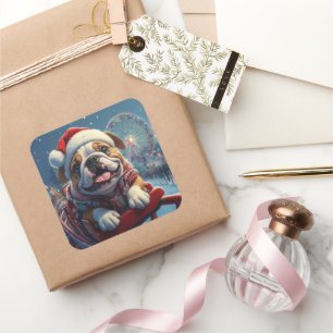 Adesivo Quadrado Montanha Russa Bulldog Natal