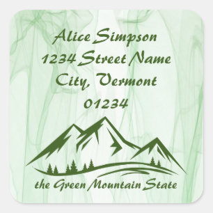 Adesivo Quadrado Montanha, Vermont Return Address Labels
