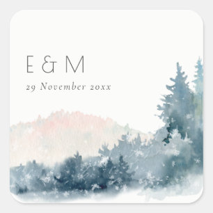 ADESIVO QUADRADO MONTANHAS AZUIS BLUSAS PINAS MONOGRAMAS CASAMENTO