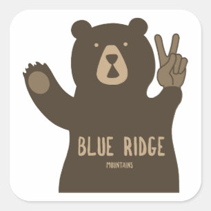 Adesivo Quadrado Montanhas Blue Ridge Urso da Paz