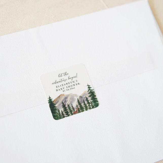 Adesivo Quadrado Montanhas Deer Chá de fraldas (Criador carregado)