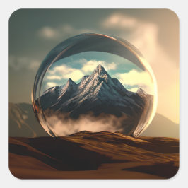 Adesivo Quadrado Montanhas em um globo de bolhas