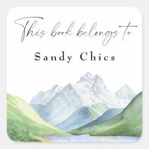 Adesivo Quadrado Montanhas - este livro pertence a