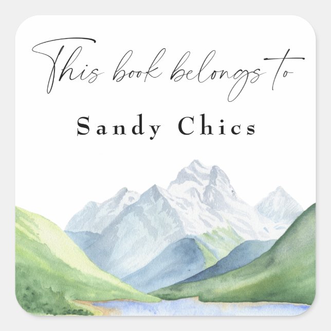 Adesivo Quadrado Montanhas - este livro pertence a (Frente)