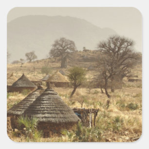 Adesivo Quadrado Montanhas Nuba, aldeia de Nugera