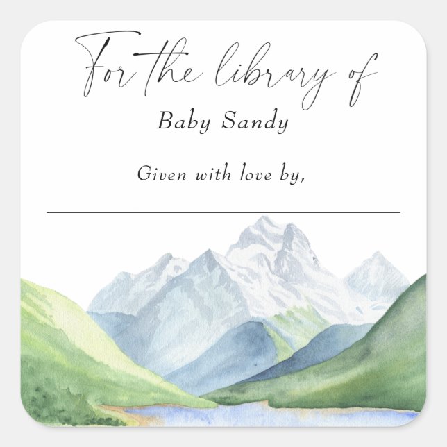 Adesivo Quadrado Montanhas - para a biblioteca de (Frente)