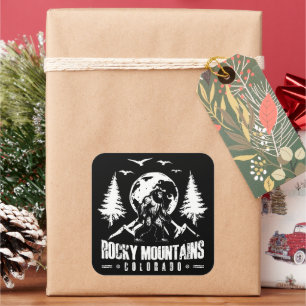 Adesivo Quadrado Montanhas Rocky Colorado Bigfoot Vintage Hiking