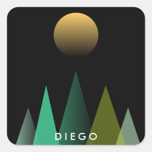 Adesivo Quadrado Montanhas verdes abstratas