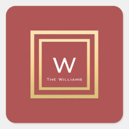 Adesivo Quadrado Montograma de quadro de Ouro Minimalismo Geometria