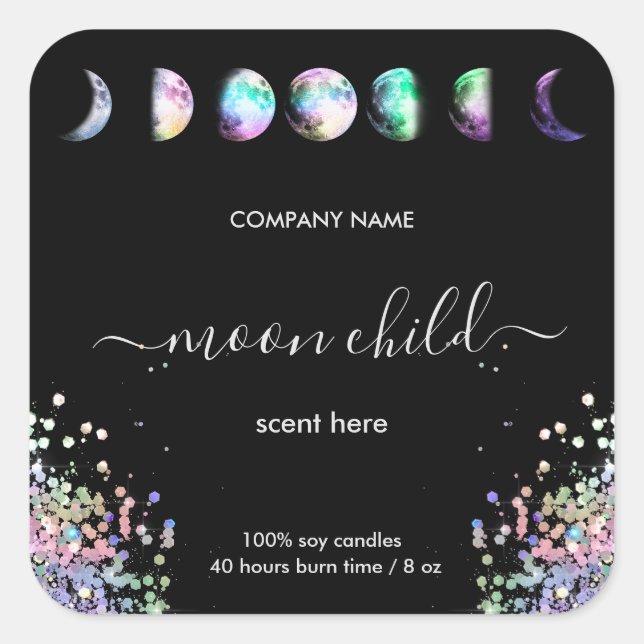 Adesivo Quadrado Moon Mystic Intense Cristal Celestial do rótulo do (Frente)
