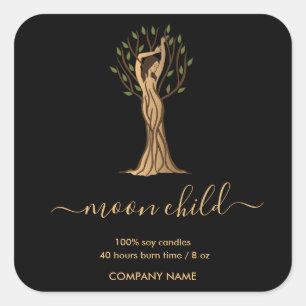 Adesivo Quadrado Moon Mystic Witchy Celestial Willow Tree