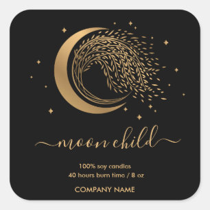 Adesivo Quadrado Moon Mystic Witchy Celestial Willow Tree Rua Squar