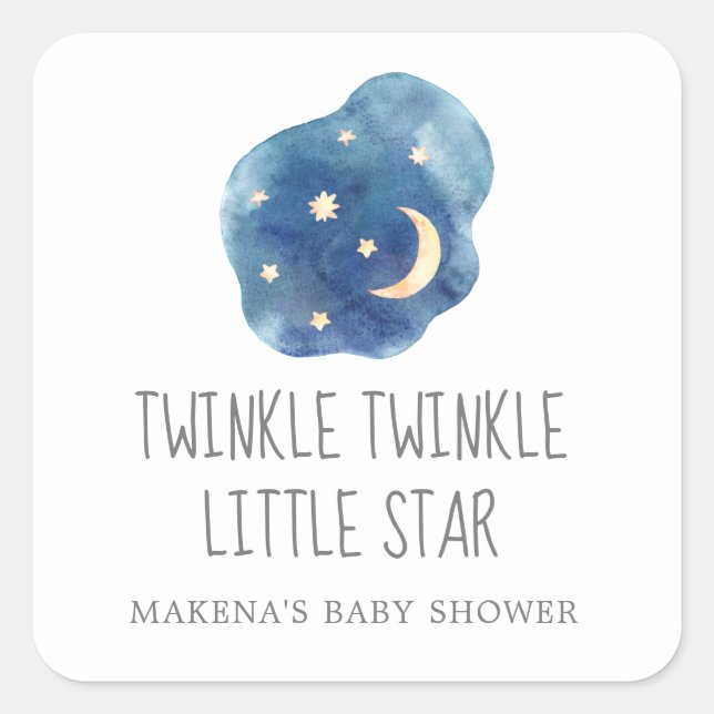 Adesivo Quadrado Moon Twinkle Twinkle Pequena Vinheta de Estrelas (Frente)