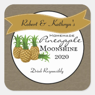 Adesivo Quadrado Moonshine de abacaxi homemade personalizado