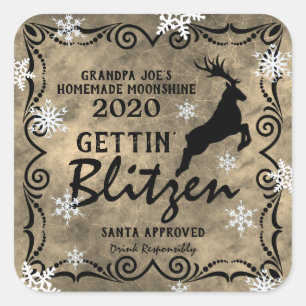 Adesivo Quadrado Moonshine Homemade Personalizada "Gettin' Blitzen"