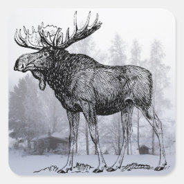 Adesivo Quadrado Moose de inverno