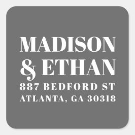 Adesivo Quadrado Morada de Cinza Moderna com Tipografia de Casament
