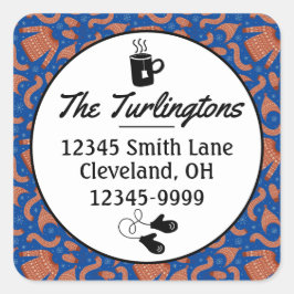 Adesivo Quadrado Morada de Devolução de Chapéu Suado de Natal Feio