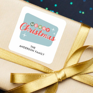 Adesivo Quadrado Morada de Regresso de Natal Moderno do século Médi