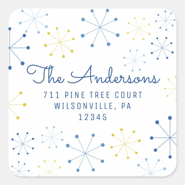 Adesivo Quadrado Morada de Regresso Moderno do Século Médio (Frente)