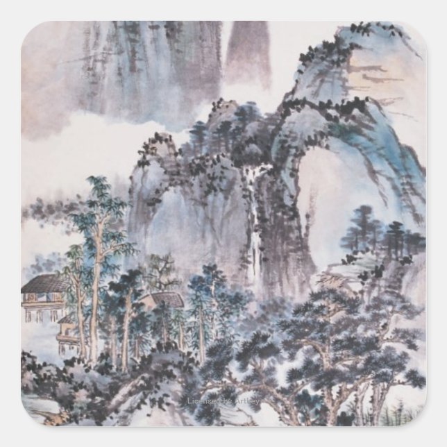 Adesivo Quadrado Morando nas montanhas (Frente)