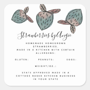 Adesivo Quadrado Morango Morango Cor da Água Azul Cor-de-rosa