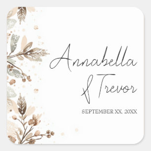 Adesivo Quadrado Morangos de Inverno em Aquarela Nome Personalizado