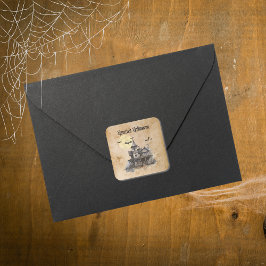 Adesivo Quadrado Morcegos de Halloween de Spooky Haunted House