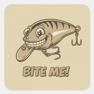 Adesivo Quadrado Morda-Me! Chaveiro de acrílica de pesca com isca