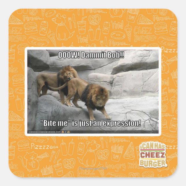 Adesivo Quadrado Morda-me é só uma expressão! (Frente)
