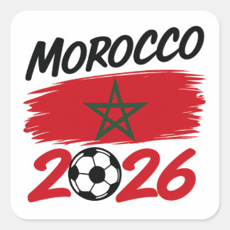 Adesivo Quadrado Morocco 2026 Soccer Fan Football Supporter Pride