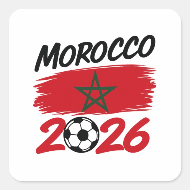 Adesivo Quadrado Morocco 2026 Soccer Fan, Football Supporter Pride  (Frente)