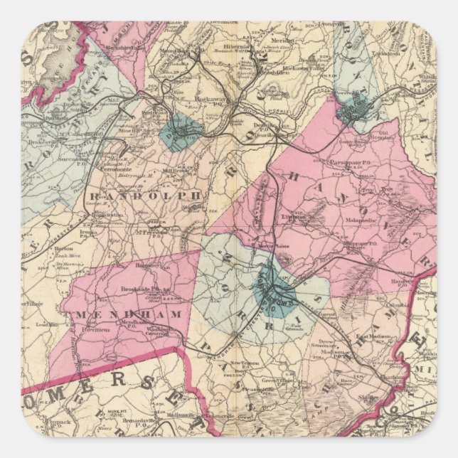 Adesivo Quadrado Morris County, NJ (Frente)