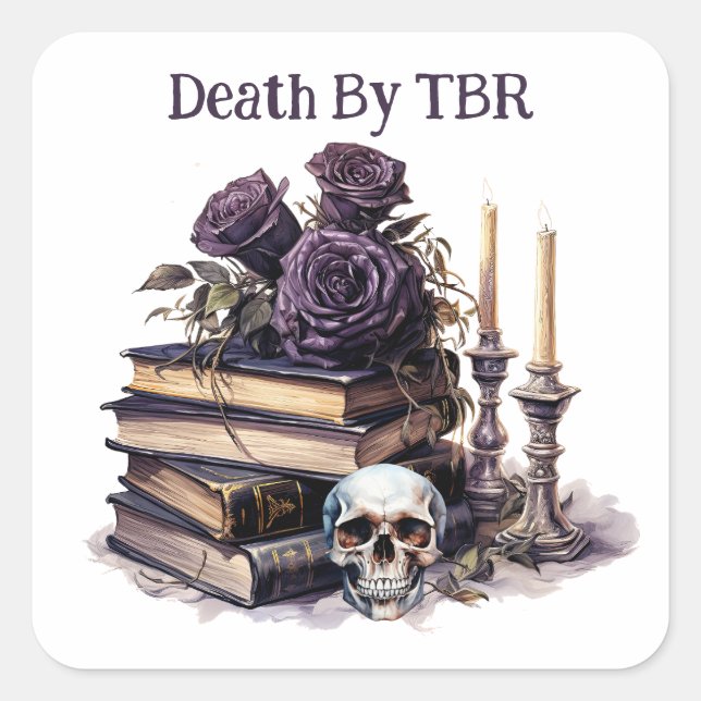 Adesivo Quadrado Morte por TBR, Livro Lover (Frente)