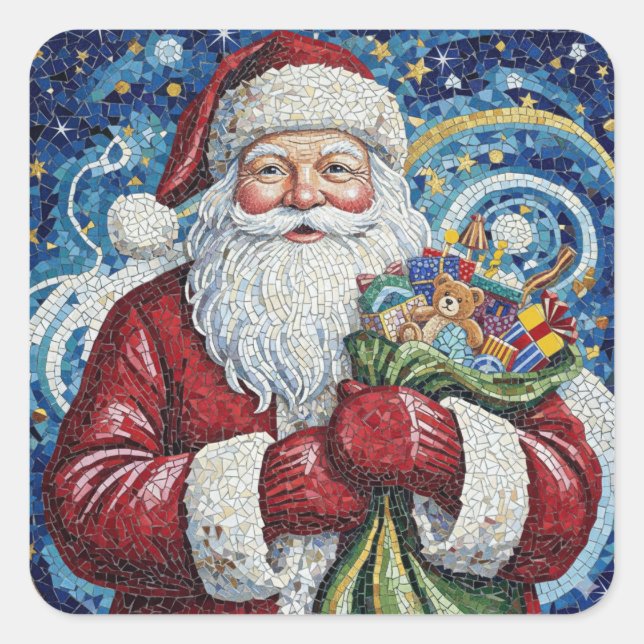 Adesivo Quadrado Mosaic Santa Claus Sticker Artistic  (Frente)