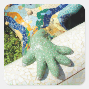 Adesivo Quadrado Mosaico da mão de Gaudi