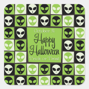 Adesivo Quadrado Mosaico de alienígena de Halloween