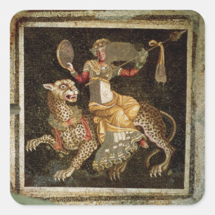 Adesivo Quadrado Mosaico de Dionysus montando um Leopard c.180 AD