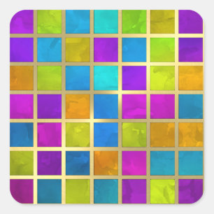 Adesivo Quadrado Mosaico de Joias Multicoloridas