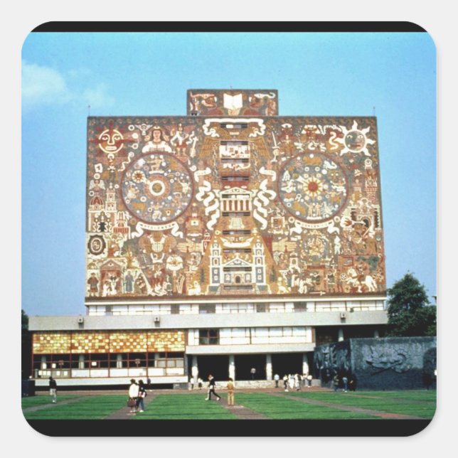 Adesivo Quadrado Mosaico de parede na fachada da Biblioteca Central (Frente)