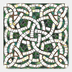 Adesivo Quadrado Mosaico do Nó Celular Verde e Branco