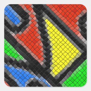 Adesivo Quadrado Mosaico feito à mão, arte moderna.
