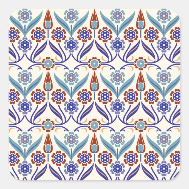 Adesivo Quadrado Mosaico Turco: Padrão Colorido Invisível (Frente)