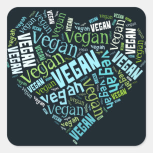 Adesivo Quadrado Mosaico "Vegan" em Nuvem do Word