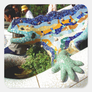 Adesivo Quadrado Mosaicos Gaudi Lizard
