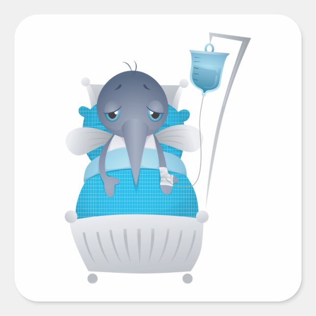 Adesivo Quadrado Mosquito Doente Na Praça Hospitalar (Frente)