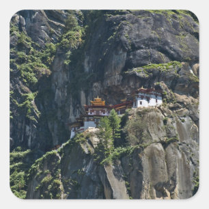 Adesivo Quadrado Mosteiro de Taktsang no penhasco, Paro, Butão